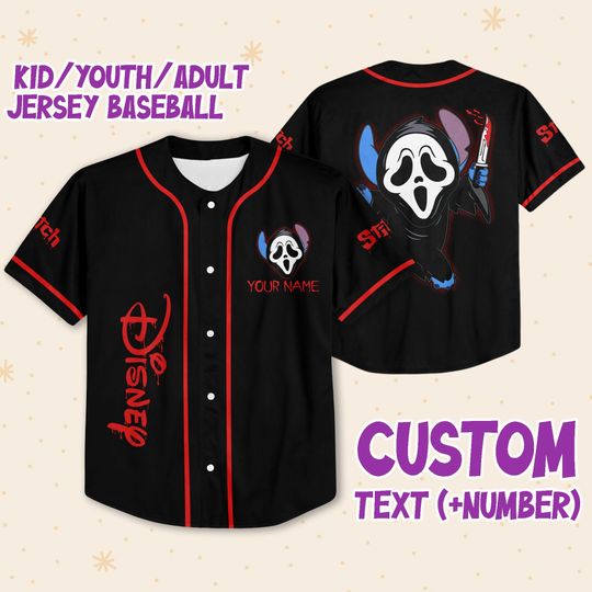 Personalized Disney Horror Stitch Ghost Face Scream, Custom Disney Jersey