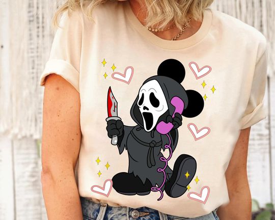 Disney Mickey Scream No You Hang Up Shirt, Mickey Ghost Scream Ghostface Phone Call Shirt