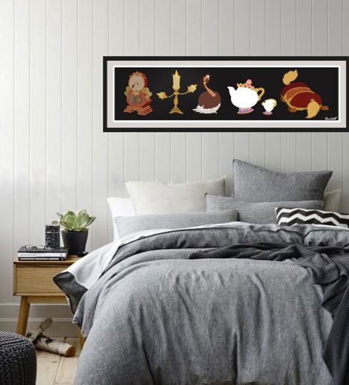 Disney Beauty and the Beast Panoramic Poster/Print - minimalist sidekick beauty beast disney panoramic disney poster art decor