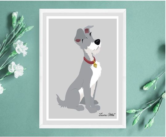 Disney Dog Tramp Poster/Print - dogs disney Tramp lady and the tramp woof  peter pan puppy poster art decor kids gift nursery wall art