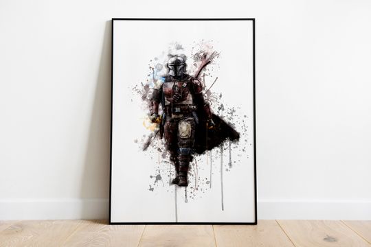 Star Wars The Mandalorian Watercolour Splash Print 2020 Wall Art,Films A5 A4 A3 A2 Maxi, Animation, Home Decor, Pictures, Disney