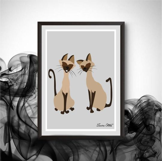 Disney Cat's Si & Am Poster/Print - cats disney cats si am si and am villain cat lady and the tramp meow kitty poster art decor