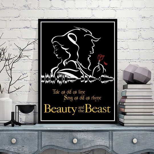 Beauty And The Beast Tale As Old As Time Custom Soundwave Minimalist Style Musical Film Art Poster Print - Cool Geeky Disney Gift