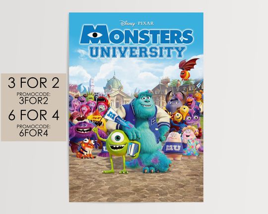 Monsters University 2013 Poster - Disney Pixar Movie Poster Art Film Print Gift #MU001