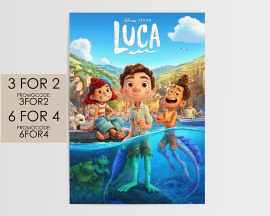 Luca 2021 Poster - Disney Pixar Movie Poster Art Film Print Gift #Lu001