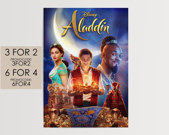 Aladdin 2019 Poster - Disney Pixar Movie Poster Art Film Print Gift #Al001
