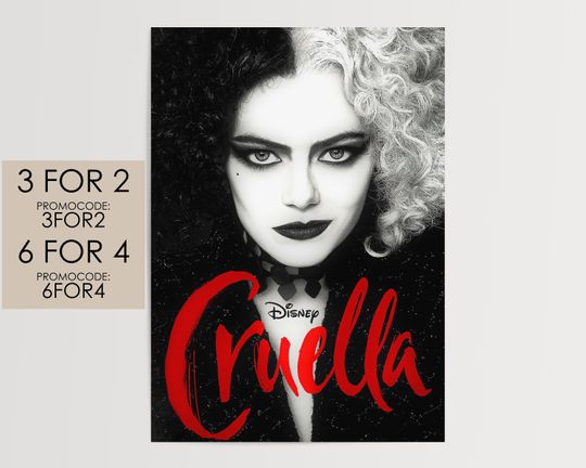 Cruella 2021 Poster - Disney Pixar Movie Poster Art Film Print Gift #Cr001