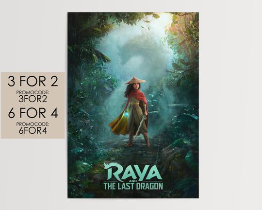 Raya and the Last Dragon 2021 Poster - Disney Pixar Movie Poster Art Film Print Gift #Ra001