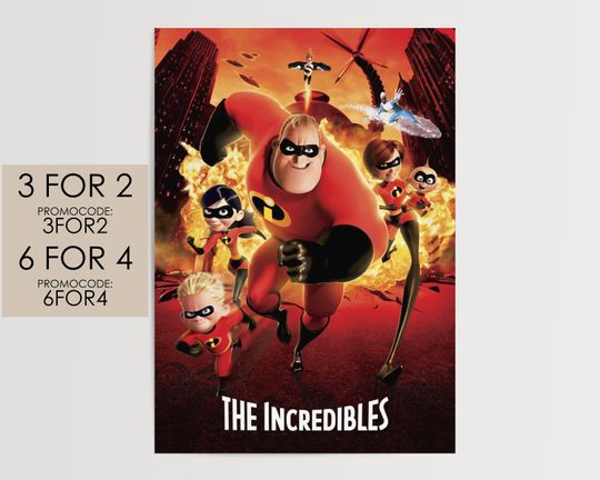 The Incredibles 2004 Poster - Disney Pixar Movie Poster Art Film Print Gift #TIn001
