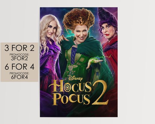 Hocus Pocus 2 2022 Poster - Disney Pixar Movie Poster Art Film Print Gift #HP002