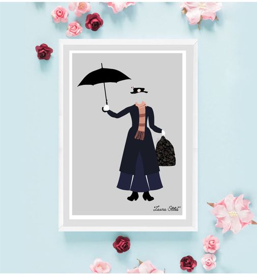 Disney Mary Poppins Poster/Print - minimalist mary poppins chimney sweep nanny poster art decor