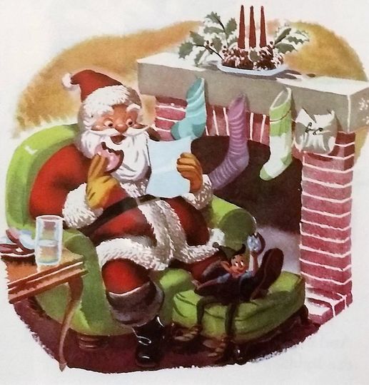 1950 Santa Claus Christmas Matted Vintage 8x10 Print Disney