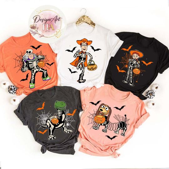 Toy story skeleton Halloween shirt, Spooky season Disney Halloween shirt, Woody Buzz Lightyear Jessie Halloween shirt