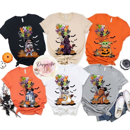 Star wars Mickey balloon Halloween shirt, The Mandalorian Halloween shirt,  Disney world Disneyland Halloween shirt