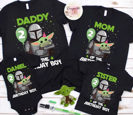 Personalized Star wars birthday shirts, Disney birthday trip shirt, Family matching shirts, The Mandalorian birthday shirt