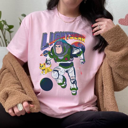 Disney Pixar Lightyear Buzz And Sox Retro Space Ranger T-Shirt, Disney Toy Story Shirt