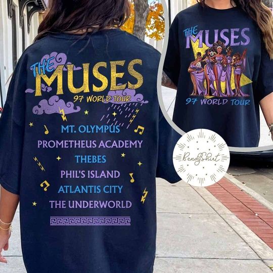 Two-sided Vintage Disney Hercules The Muses 97 World Tour Shirt, Retro Disney Hercules Diva The Muses Song Concert Music