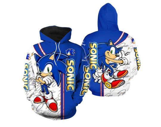 Retro Sonic Hedgehog Disney 3D Hoodie, Disney Hoodie 3D, Sonic Hoodie 3D, Love Sonic Hoodie 3D