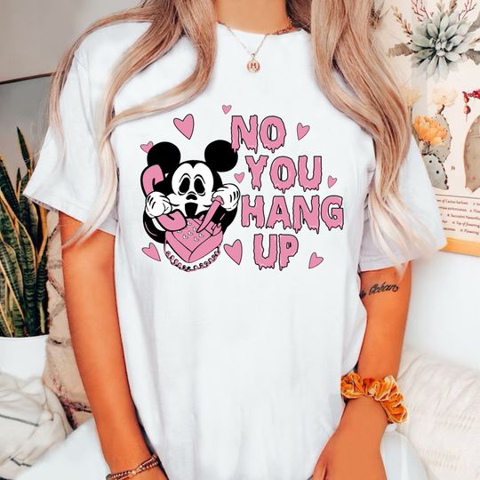 Disney No You Hang Up Mickey Shirt, Disney Halloween Shirt, Mickey Ghost Face Shirt