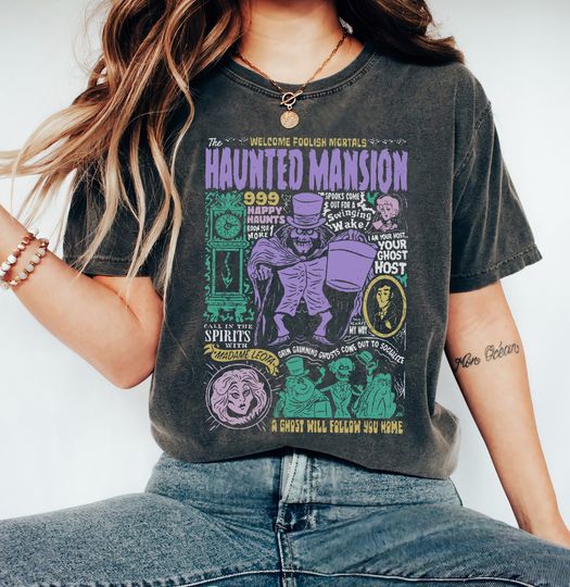 Retro Disney The Haunted Mansion Halloween Tee, Madame Leota Shirt, Hitchhiking Ghosts Tee