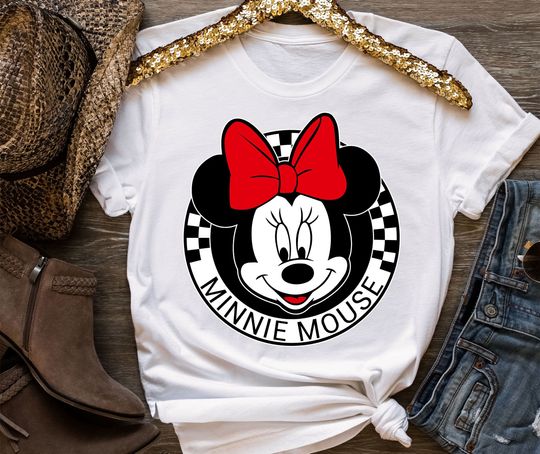Disney Mickey And Friends Checkerboard Minnie Mouse Classic Portrait Shirt