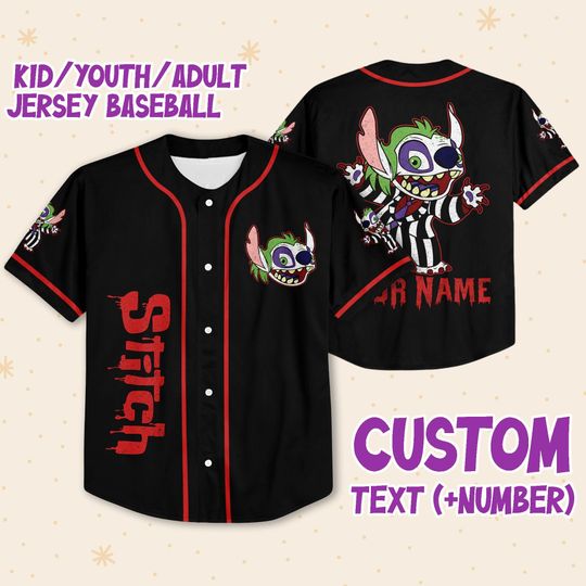 Personalized Disney Horror Stitch Vintage Beetlejuice, Custom Disney Jersey