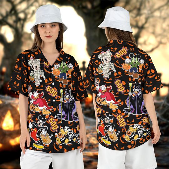 Mickey and Friends Halloween Hawaiian Shirt, Disneyland Halloween Boo Hawaii Shirt