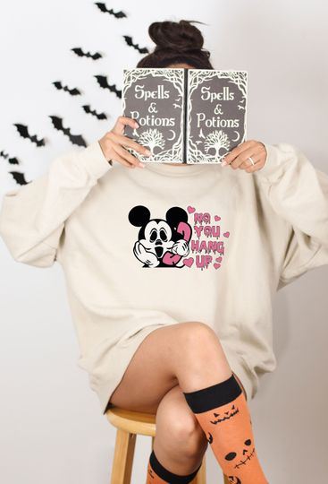 No You Hang Up Mickey Sweatshirt, Halloween Disney Shirt, Ghostface Sweatshirt
