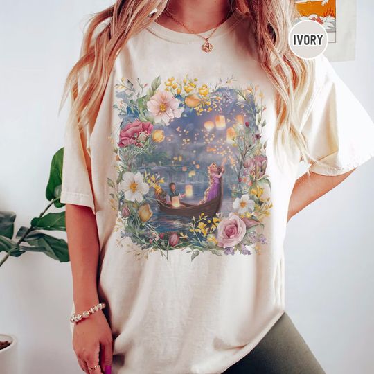 Retro Disney Tangled Rapunzel Floral  Color Shirt, Disney Princess Shirt, Princess Rapunzel Flynn Rider, Lost Princess Shirt