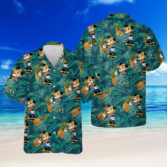Disney Mickey Mouse Hawaiian Shirt, Mickey Mouse Pineapple Tropical Fruit Hawaii