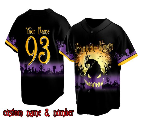 Custom Ddisney Jack Skellington Baseball Jersey Ddisney Shirt Halloween Ddisney Cartoon Jersey Jack And Sally
