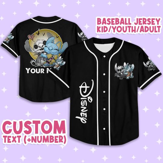 Halloween Disney Cute Stitch And Angel, Custom Disney Jersey