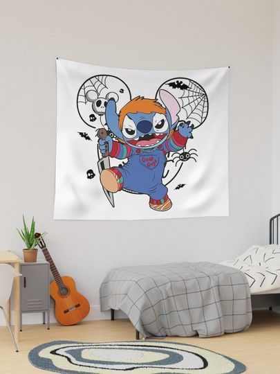 Funny Stitch Shirt,Disney Halloween Shirt, Retro Horror Halloween T Shirt, Horror Movie Character Shirt | Tapestry