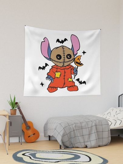 Funny Stitch Shirt,Disney Halloween Shirt, Retro Horror Halloween T Shirt, Horror Movie Character Shirt | Tapestry