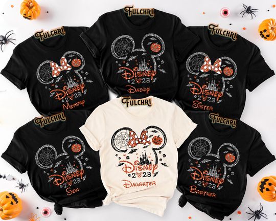 Custom Name Disney Halloween Shirt, Disney Halloween 2023 Shirt, Family Halloween Party Shirts, Disney Couple Halloween Shirt