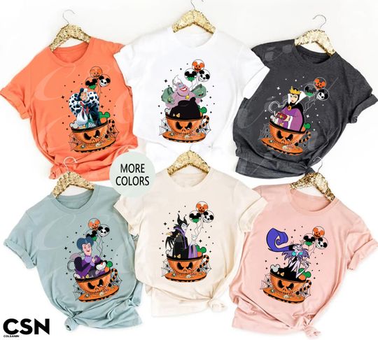 Halloween Disney Villains Teacup Shirt, Disney Halloween Evil Witches Ursula Cruella De Vil Maleficent Evil Queen Disneyland Shirt