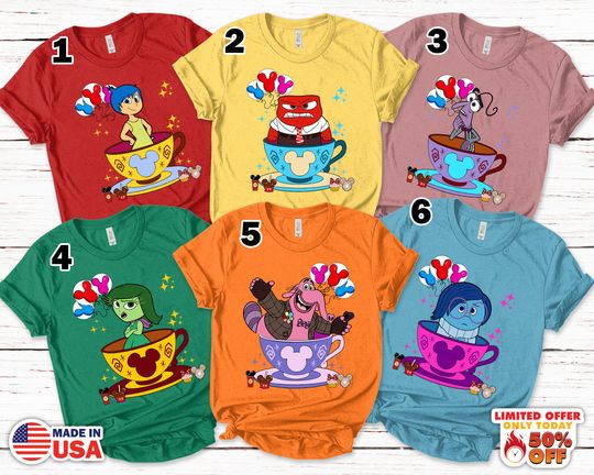Disney Inside Out Characters Shirt, Fear Sadness Anger Joy Disgust Face Shirt