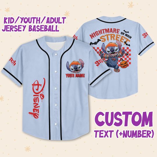 Personalized Disney Horror Stitch Vintage Chucky Nightmare On Main Street Baseball Jersey