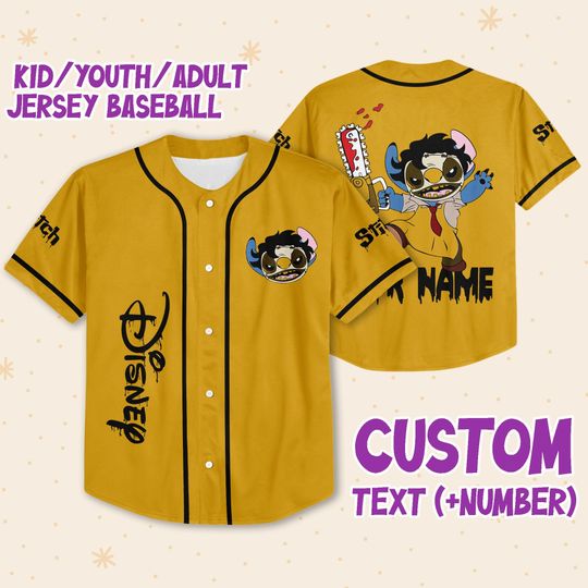 Personalized Disney Horror Stitch Leatherface Baseball Jersey