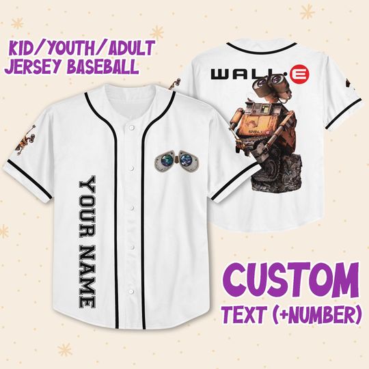 Personalized Disney Pixar WALL-E Misses EVE Baseball Jersey