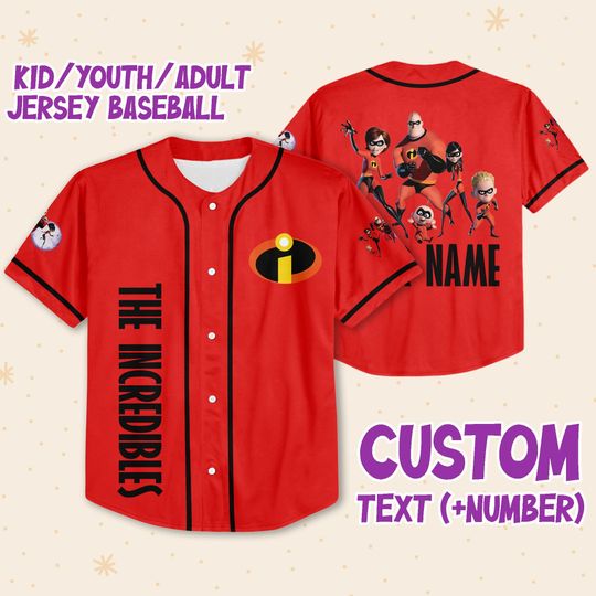 Personalized Disney The Incredibles Family Baseball Jersey