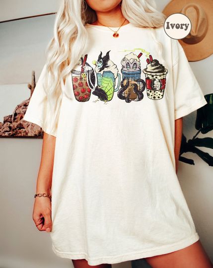 Retro Disney Villians Coffee Shirt, Disney Witch Shirt, Disneyland Halloween, Pumpkin Spice Latte