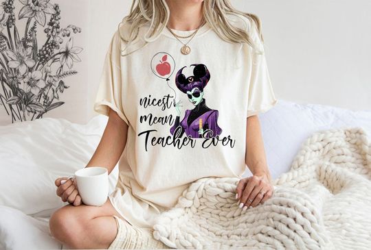 Disney Funny Maleficent Vacay Mode  Shirt, Nicest Mean Teacher Ever Shirt
