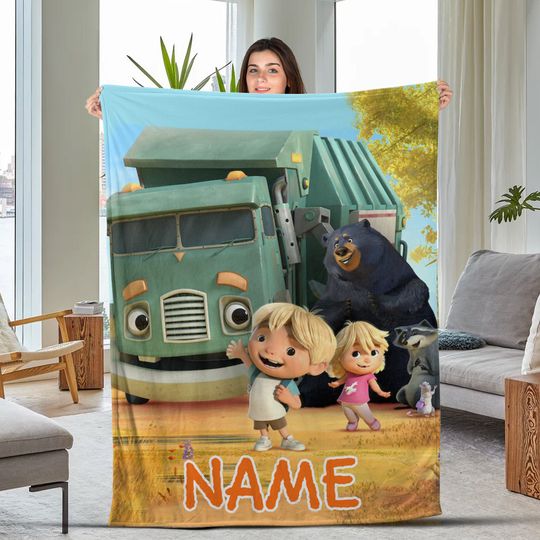 Personalized Hank And Trash Truck Trash Truck Blanket, Disney Lovers Quilt, Disneyland Fleece