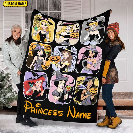 Personalized Name Princess Quilt Blanket, Disney Princess Sherpa Fleece Blanket
