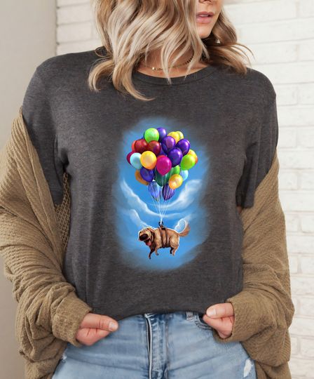 Disney Up Dug Balloon Floating T-Shirt, Cartoon T-Shirt, Cute T-Shirt, Gift For Family
