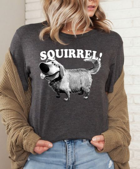 Disney Up Dug Squirrel T-Shirt, Cartoon T-Shirt, Cute T-Shirt, Gift For Family