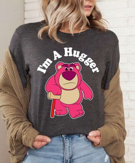 Disney Toy Story I'm A Hugger Lotso The Bear Portrait T-Shirt, Cartoon T-Shirt, Cute T-Shirt, Gift For Family