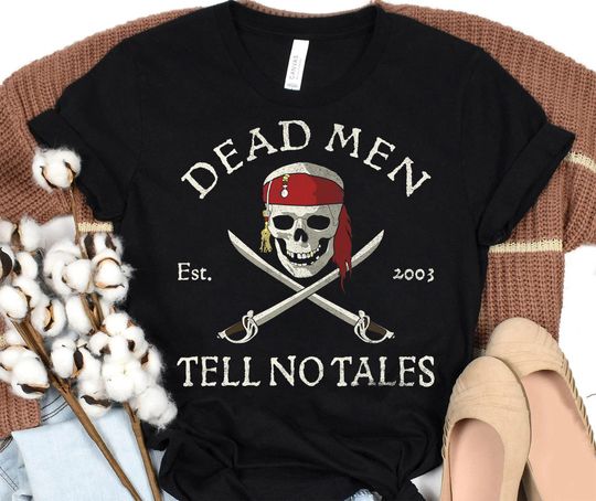 Disney Pirates of the Caribbean Dead Men Tell No Tales T-Shirt, Cartoon T-Shirt, Cute T-Shirt, Gift For Family