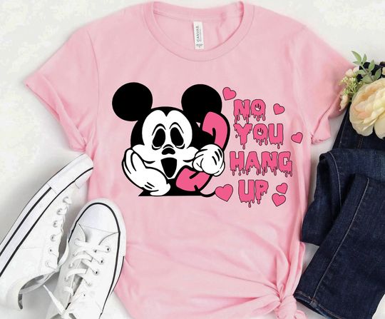 Disney Mickey Scream No You Hang Up, Mickey Costume Ghostface Halloween T-Shirt, Cartoon T-Shirt, Cute T-Shirt, Gift For Family